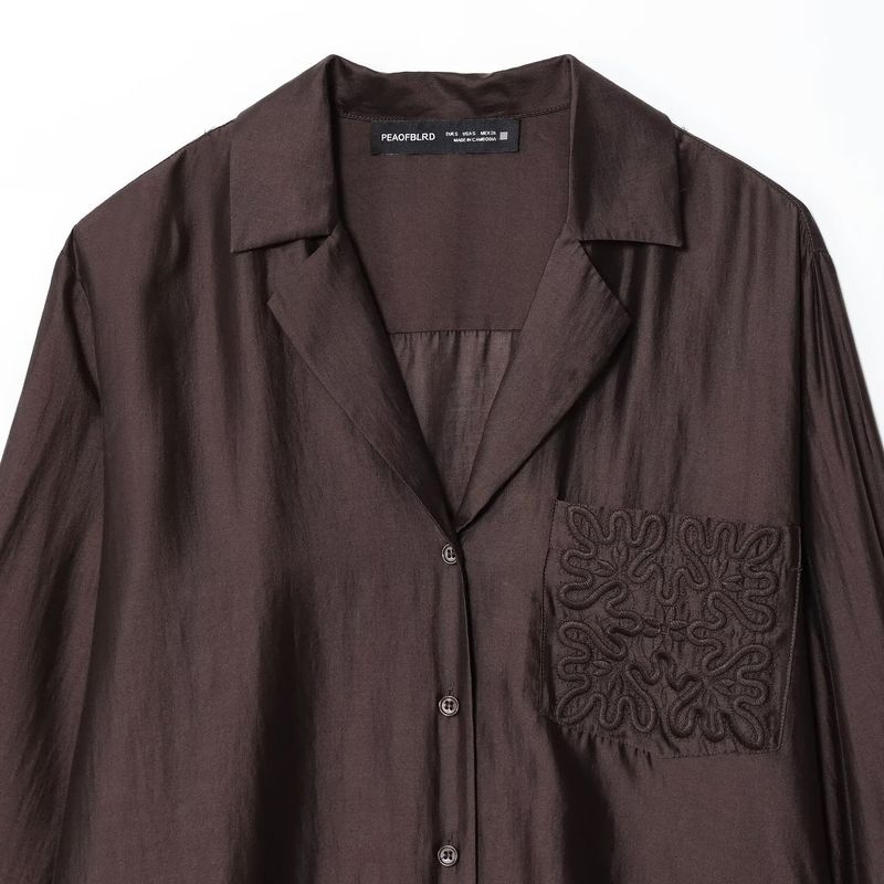 Kaslead New Women clothes Western Style Versitile Fashion Embroidery Pocket Decoration Shirts 4786079