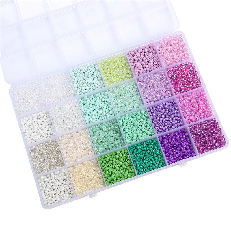 24 Grid Millet Beads Set Box 3 Color Collision System Glass Rice Beads Handmade Diy Making Beads Bracelet Necklace Jewelry Accessories Lovely Colour