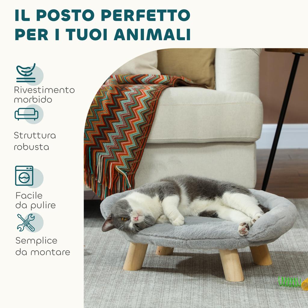 Removable Plush Sofa Bed for Dogs and Cats with Backrest, 47x40x20 cm, Grey