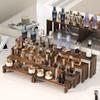 Yousheng 4Pcs/Set Wooden Tiered Riser Display Stand 4-Tie Perfume Organizer Stand Rustic Dessert Spice Figure Display Rack Riser Shelf Decoration