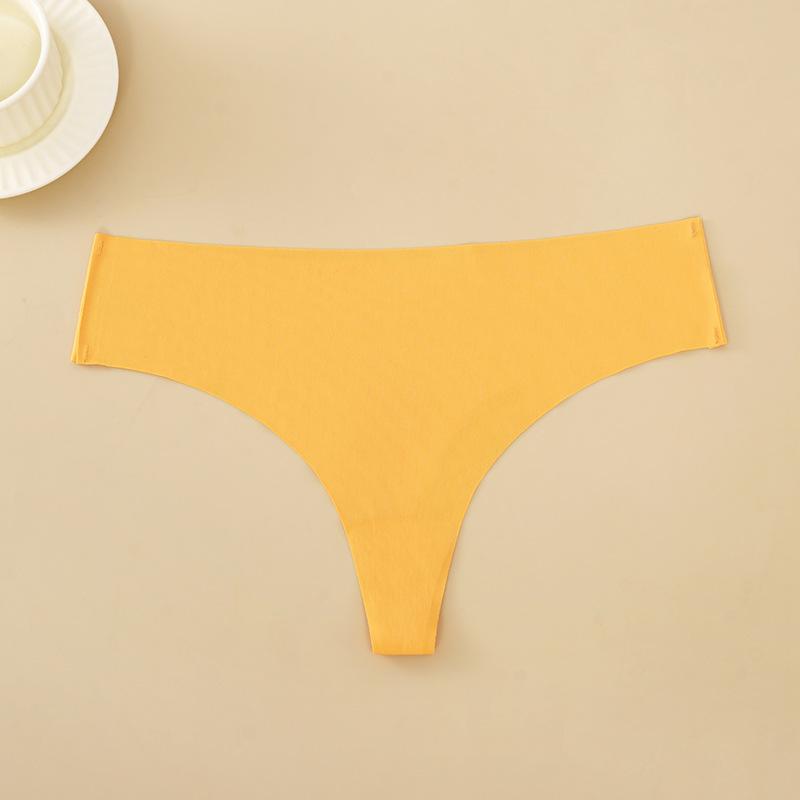 CINOON Women Sexy Seamless Thongs Fashion Low-Rise Ice Silk Ultra-thin G-String Solid Color Soft Comfort Briefs