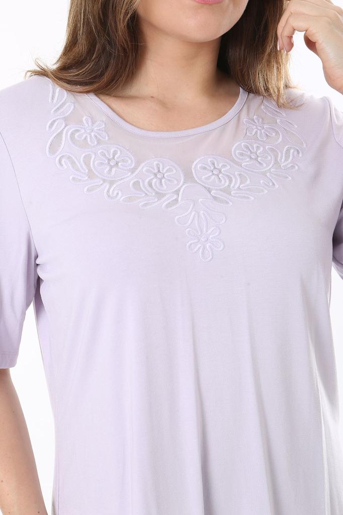 Женская блузка большого размера Плюс размер, сиреневый воротник, детальная блузка с короткими рукавами