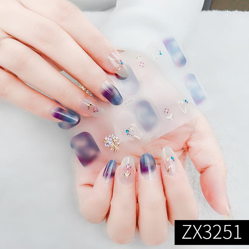 ZX 3D Waterproof No-Cure Gel Nail Wraps, Full Cover Minimalist Luxury Style Nail Stickers, Nail Patch Films