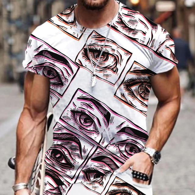 Летняя тенденция ресницы граффити 3D печатная футболка для мужчин повседневная модная футболка уличная мужская дизайнерская одежда негабаритные футболки