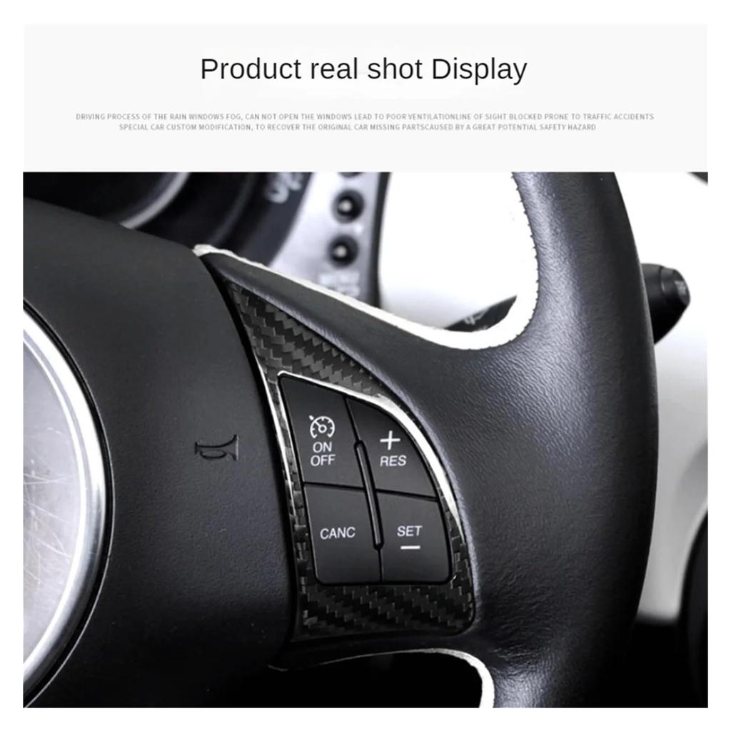 GRQAEQ Fit for Fiat 500 Avalt 595 2010-2015 Steering Wheel Button Interior Trim (A) Real Hard Carbon Fiber Sticker