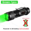 Mini LED Flashlight Green/Red Zoomable Tactical Torch Lamp Hunting Portable Torch Flash light Adjustable Flashlight for Hiking