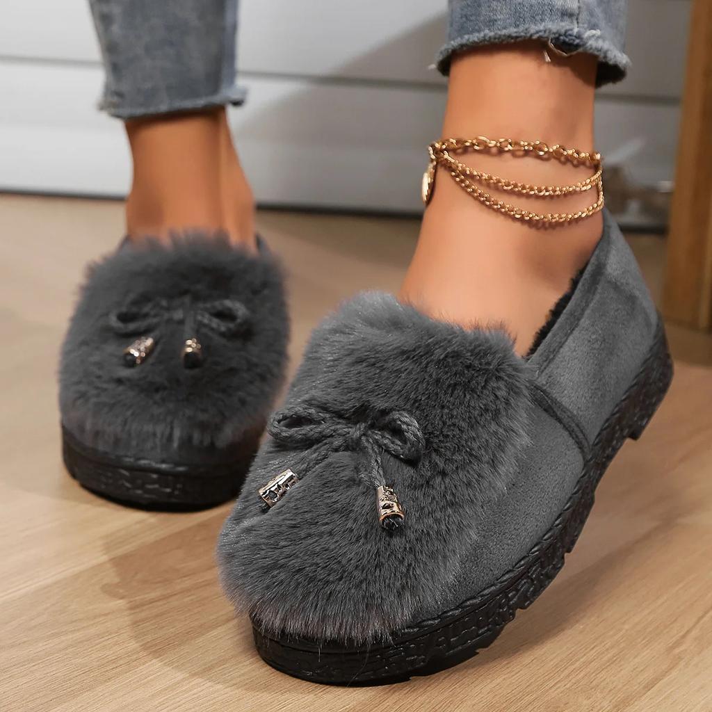 2025 New Women's Fluffy Fur Snow Boots Winter Leopard Print Flat Heels Thicken Plush Cotton Padded Shoes Female Warm Ankle Botas