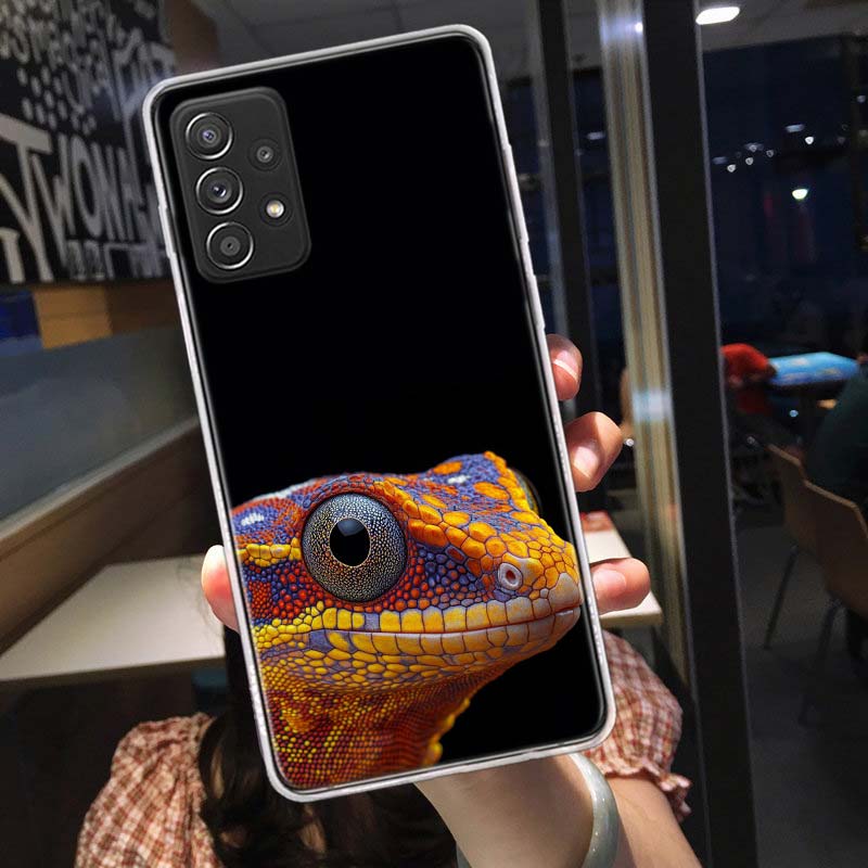 Чехлы для телефона «Ящерицы и гекконы с большими глазами» для Samsung A54 A57 A37 A17 A14 A15 A12 A24 A34 A55 A35 A25 A52S A07 A05S A04S A22 A