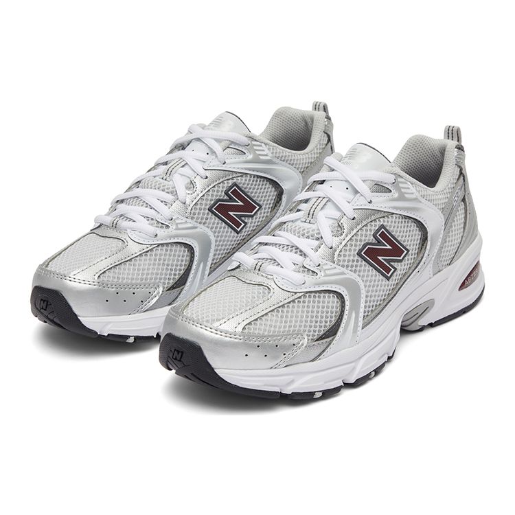 New Balance 530 Серебряные бордовые кроссовки унисекс MR530GS