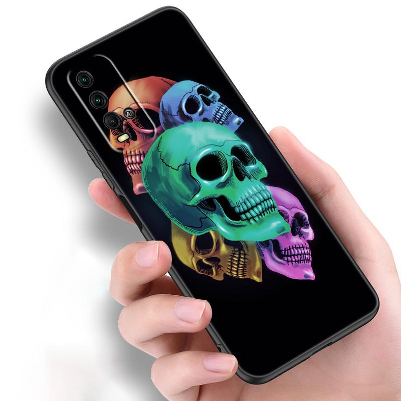 Rock And Roll Cool Skull Silicone Phone Case For Xiaomi Redmi Note 11 10 9 8 Pro 11T 10T 10S 9S 8T 9 9A 9C 9T Black Cover Coque