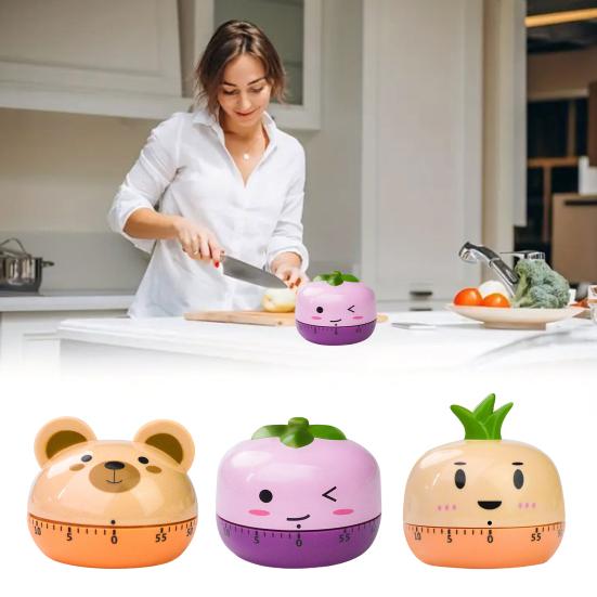 Механический кухонный таймер, регулируемый 0-60 минут, мультяшное животное, заводной, ручной обратный отсчет, громкий звуковой сигнал, не требует батареек, цветной таймер