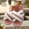 Home Slippers  Comfortable and Warm Open Toed Soft Plush Shoes Solid Color Indoor Floor Slippers