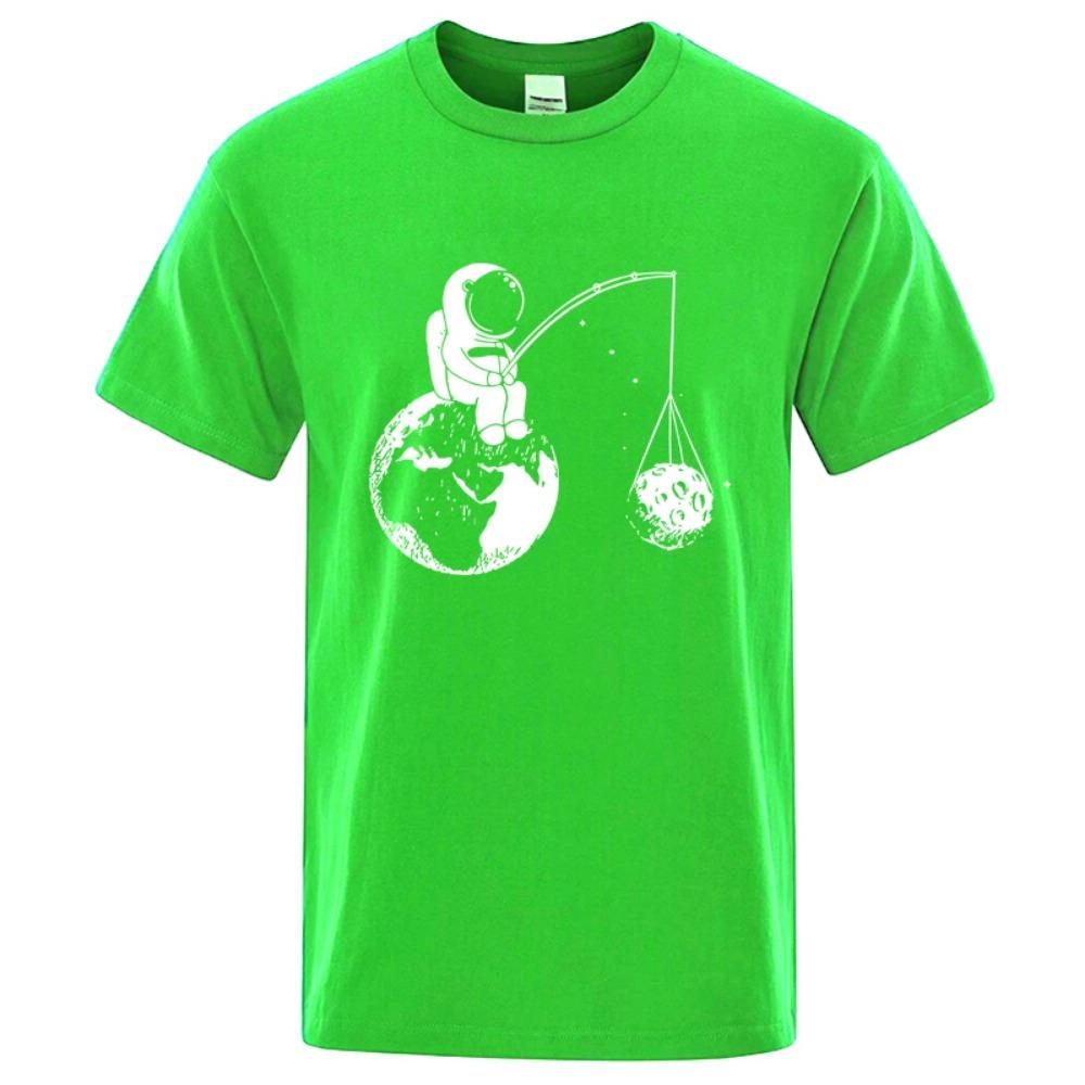 Summer Men High Quality T-shirt Blend Funny Design Astronaut Printing for Men Loose Top Cool Casual Tshirt Male Shirts