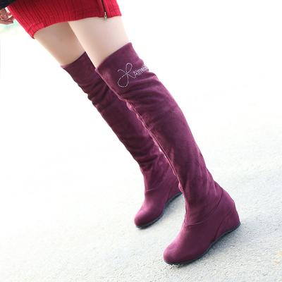Корейская версия модных матовых ботинок на танкетке, два варианта носки, облегающие ногу, эластичные, длинные женские ботфорты со стразами до колена