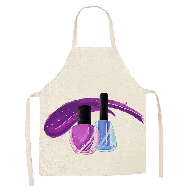 Sleeveless Linen Apron Men and Women Household Cleaning Tools Apron Nail Polish Ladies Perfume Printing Kitchen Apron