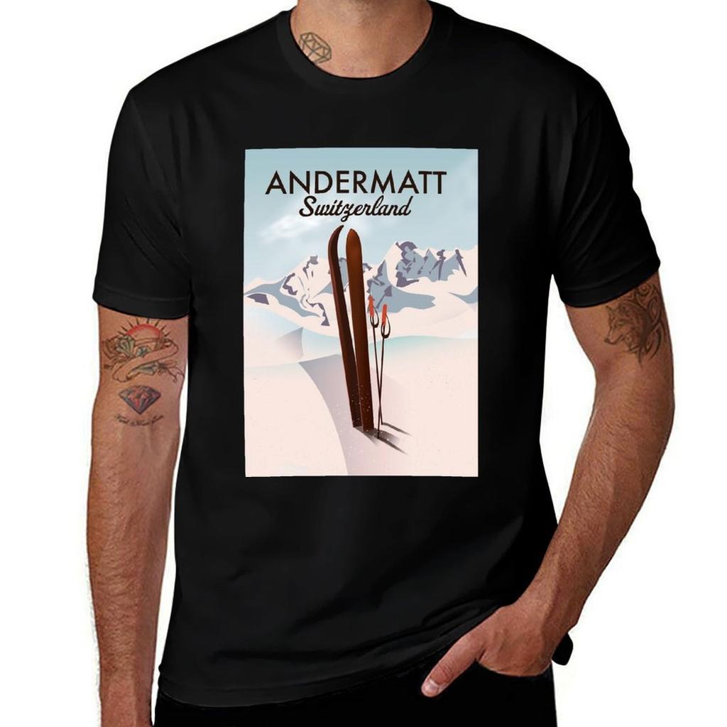 Andermatt Switzerland ski poster Poster TShirt Breathable Lightweight Summer Top