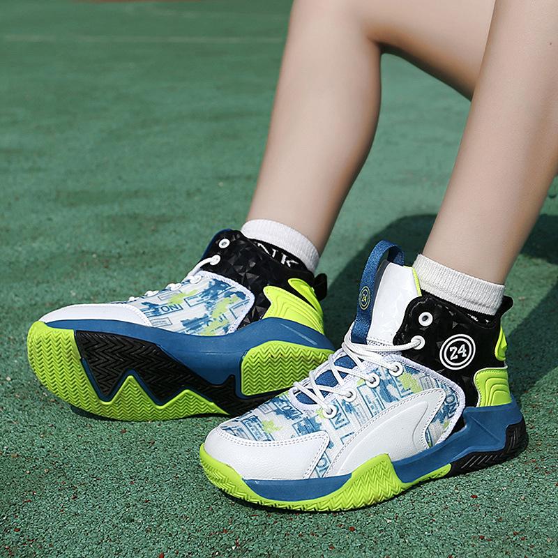 New Spring New Boys Basketball Shoes Breathable Shock Absorption Wear-resistant Students Combat Children's Basketball Shoes Outdoor