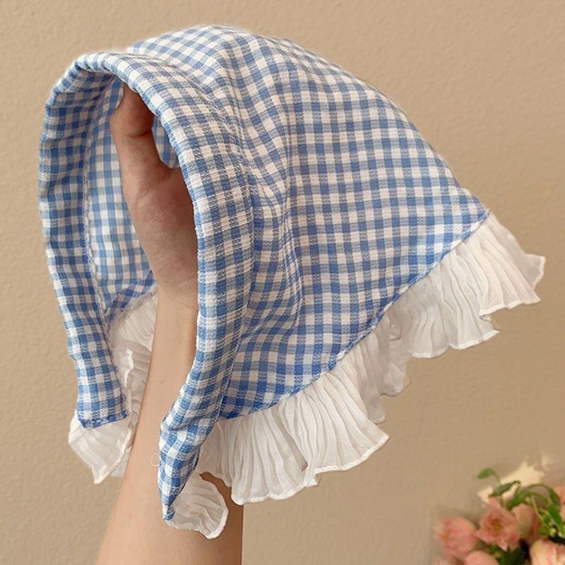 Scarf Headband French Retro Plaid Sweet And Cute Headscarf