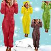 5XL Women Fluffy Jumpsuits Pajamas Plush Velvet Hooded Outfits Tracksuits Zipper Loose Casual Rompers Winter Warm Overall Homewears