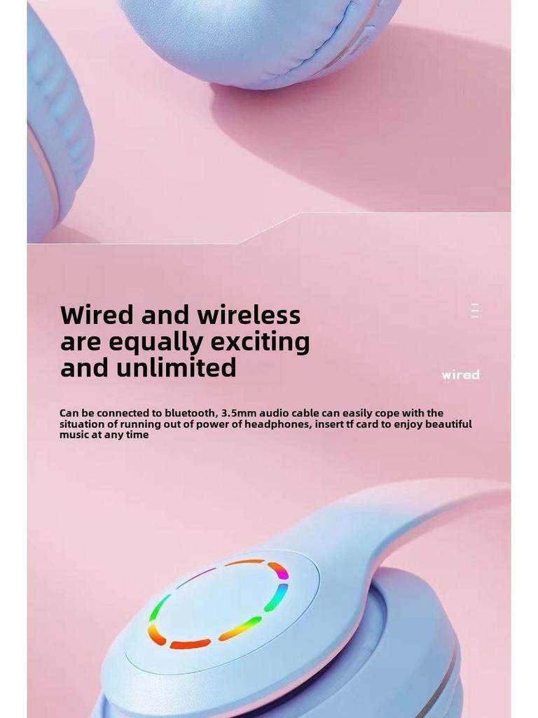 Беспроводная Bluetooth-гарнитура с градиентной светодиодной подсветкой — красочная и яркая, с креплением на голове