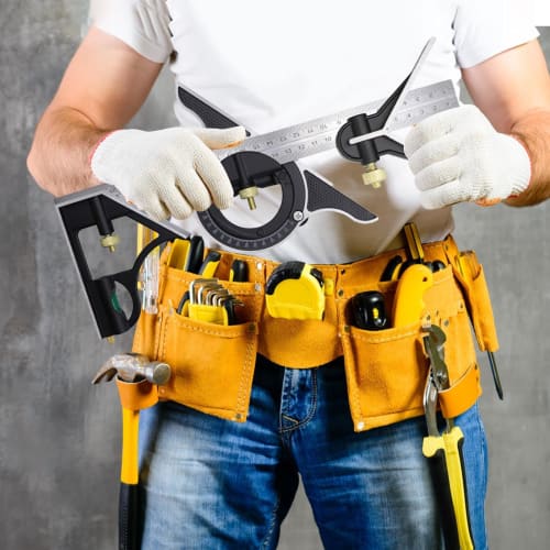 Деревообрабатывающая линейка с прямым углом - Регулируемая деревообрабатывающая линейка, Инструмент для измерения углов, Регулируемая комбинированная линейка с прямым углом для деревообработки