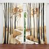 2pcs Nordic Style Watercolor Forest Printed Curtain for Home Decor - Rod Pocket Window Treatment for Bedroom   Office   Kitchen