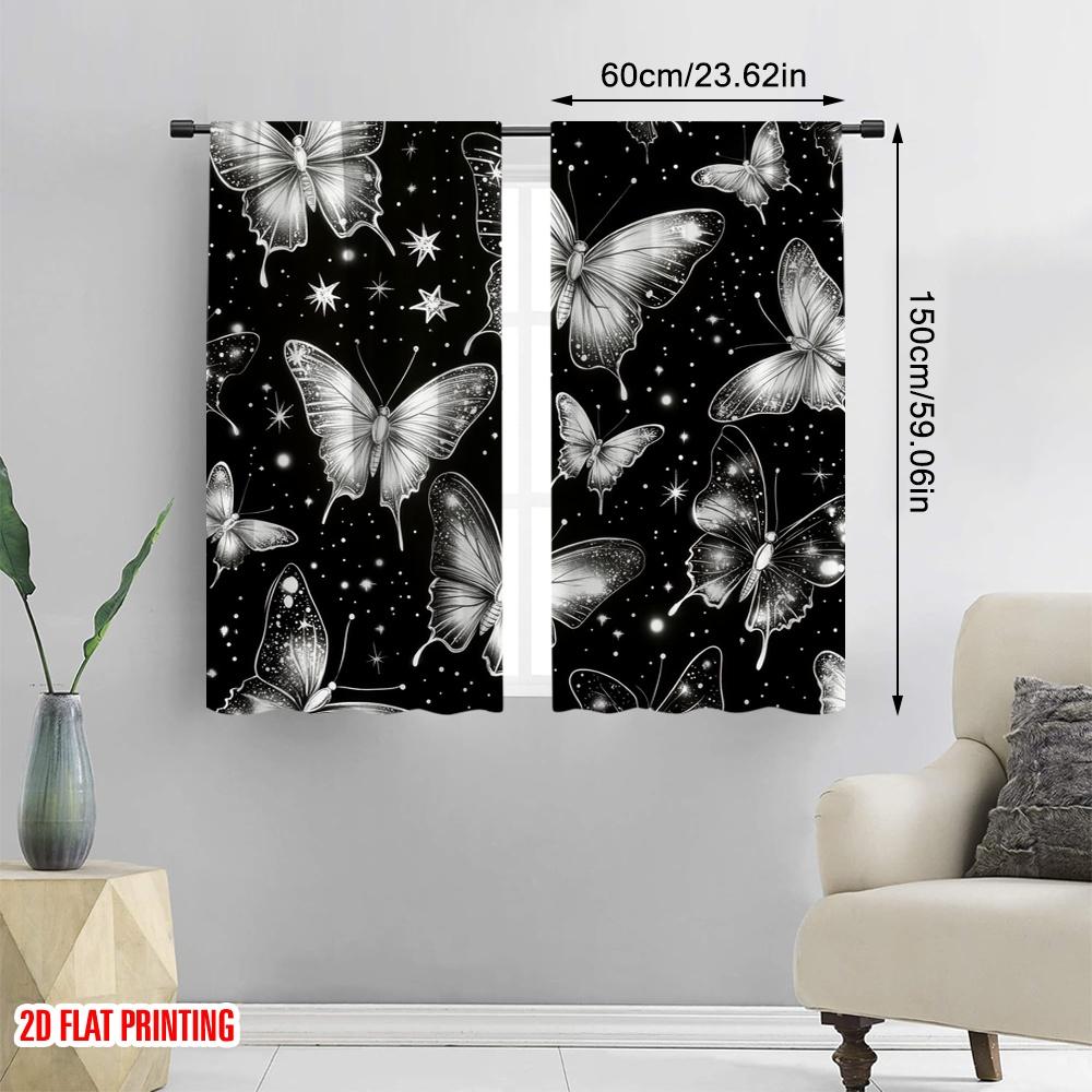 2 шт., 2D печать на плоскости Оконная штора Звездные бабочки Прочная 100% полиэстеровая ткань (без стержня) Внутренние украшения для