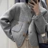 Серое маленькое ароматное двухстороннее шерстяное пальто женское осенне-зимнее короткое маленькое темпераментное дизайнерское чувство нишевое шерстяное пальто