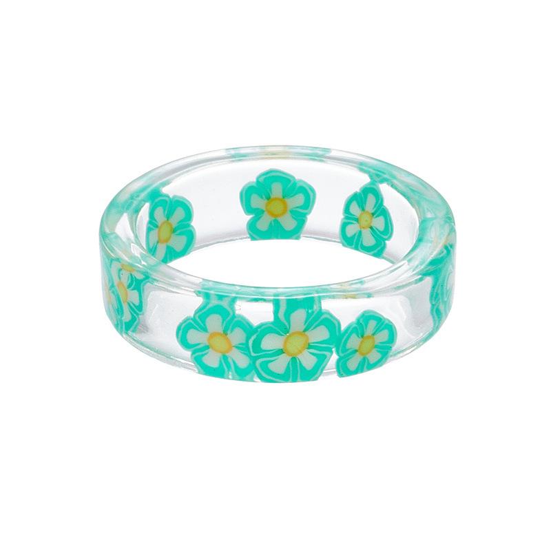 Подвески из смолы, маленькие детские кольца, красочные круглые кольца с цветочным принтом, женские ювелирные изделия для свадебной вечеринки, подарок для друзей