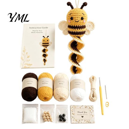 Textile Crafting Hobby Kit Crochet Garden Animal Spiral Hanging Kit, Beginner Friendly DIY Swing Personalized Handmade Gift Idea Butterfly Ladybug