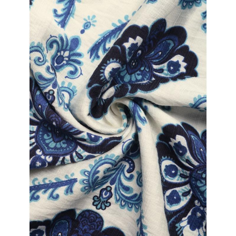 Женское летнее свободное длинное платье в стиле французских каникул с глубоким V-образным вырезом и принтом