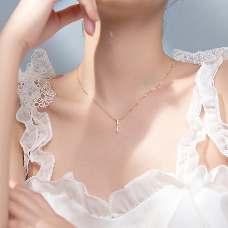 925 Sterling Silver Exquisite Sparkling CZ Geometric Short Stick Boxes Chain Pendant Necklace for Women Fine Jewelry