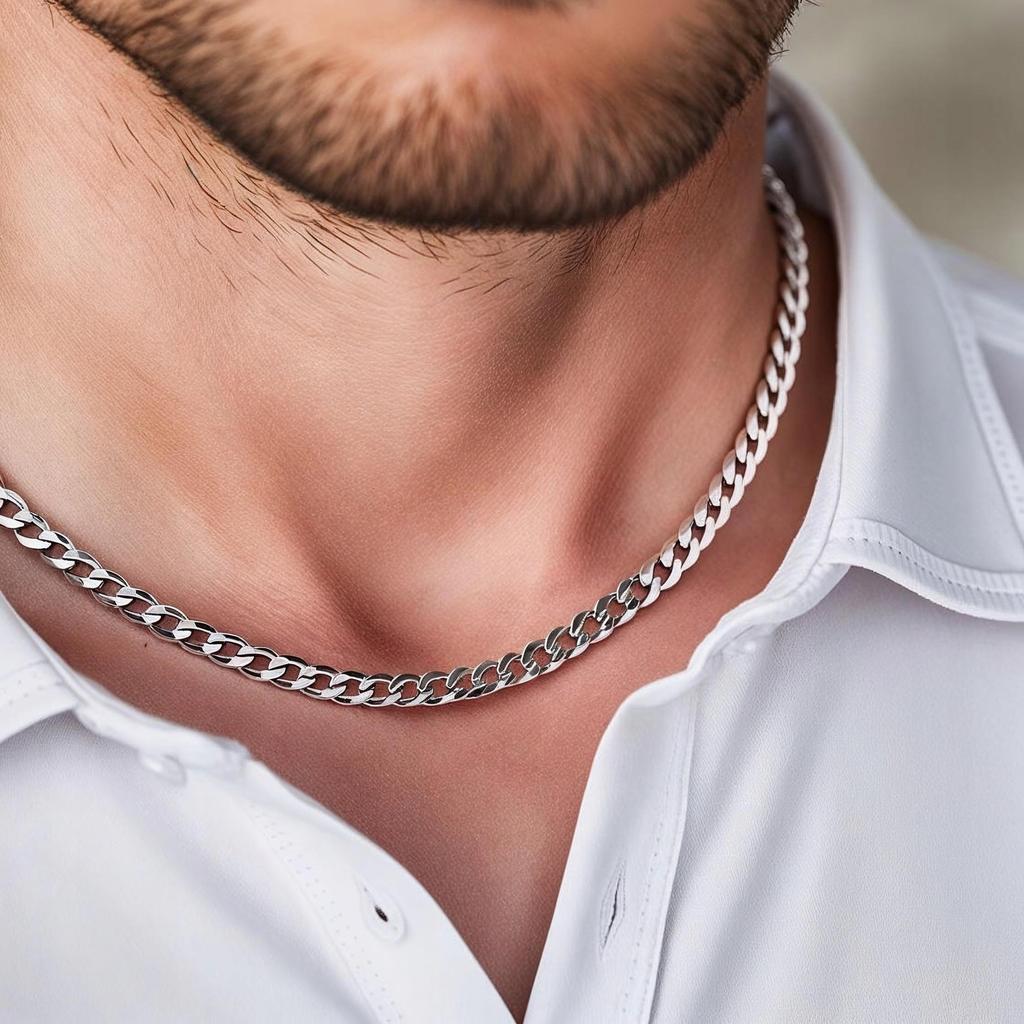 SILVER Men' Chain 925 SILVER DIAMOND Chain 6mm ITALIAN