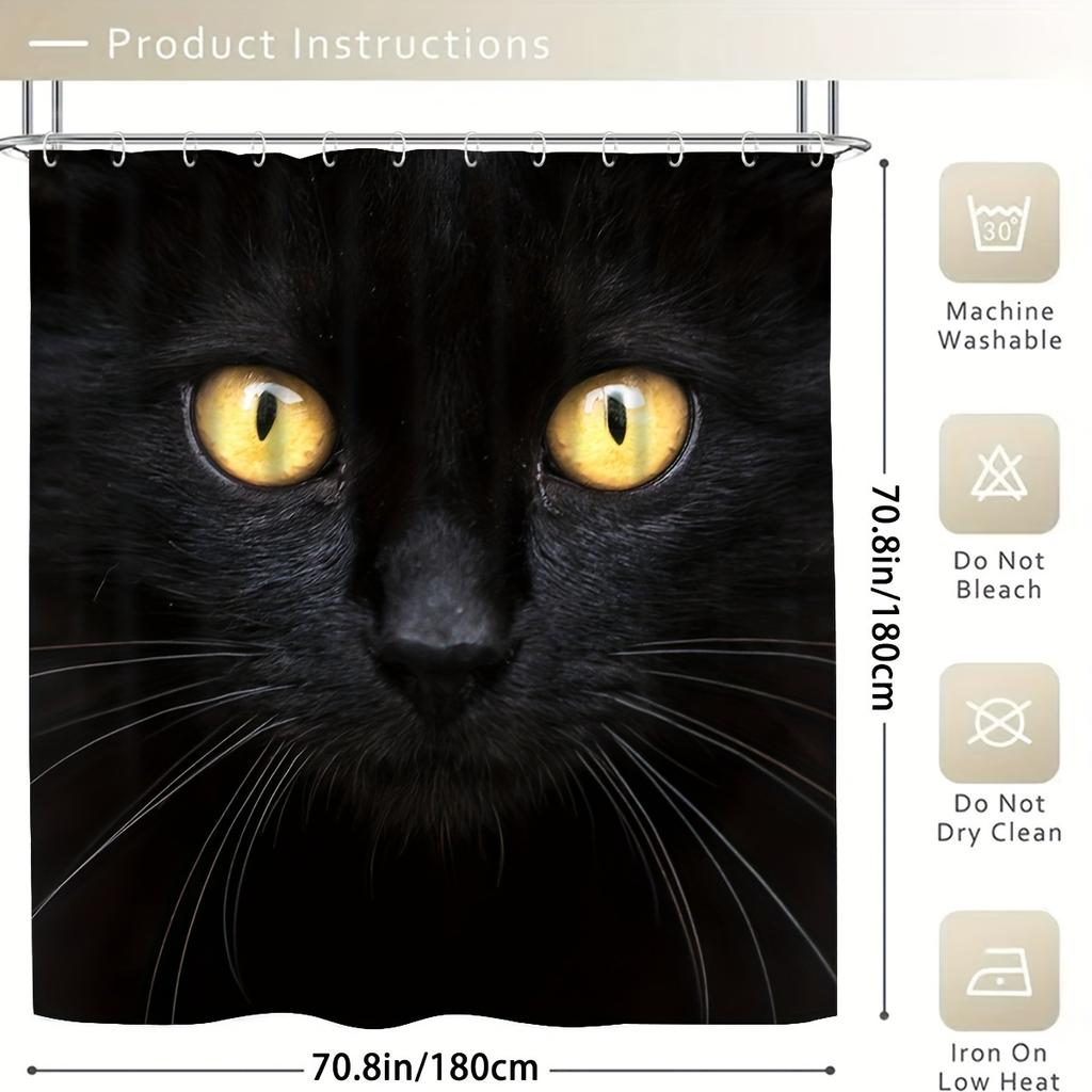 1/4 шт. Роскошный черный кот водонепроницаемый комплект занавесок для душа декоративный набор для ванной комнаты нескользящий коврик для унитаза коврик для ванной и 12 крючков