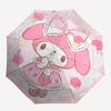1 шт. Розовый зонт My Melody с бантом для улицы - Автоматическое открытие/закрытие с кружевной отделкой, цветочный узор, идеально подходит для поклонников, путешественников, для ежедневного использования, праздничный подарок.A0