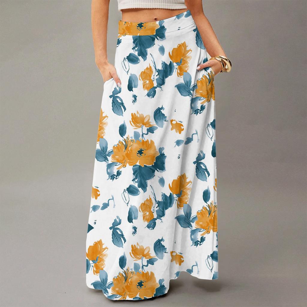 Women's Flowing Maxi Dress Regular Casual Summer Floral Print Bohemian Skirt