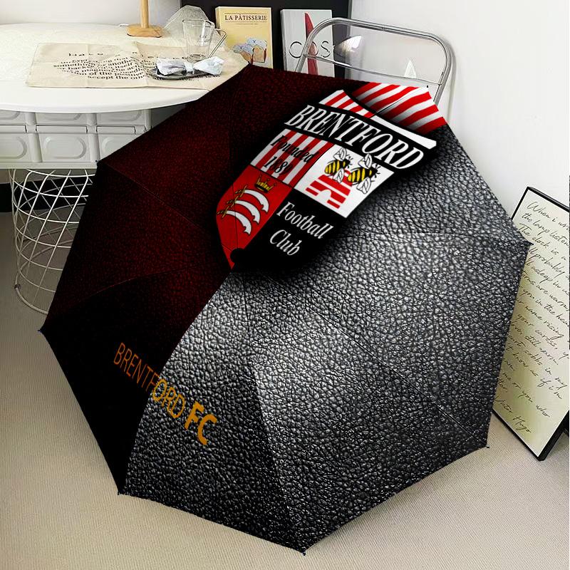 Brentford Football Club Crest Automatic Folding Umbrella - 8-Rib Travel Umbrella with Auto Open/Close & Portable Gifts for holidays or birthdays