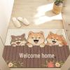 Мультяшный противоскользящий шелковый коврик для прихожей 'Добро пожаловать домой': Вырезаемый, большой входной коврик для удаления пыли