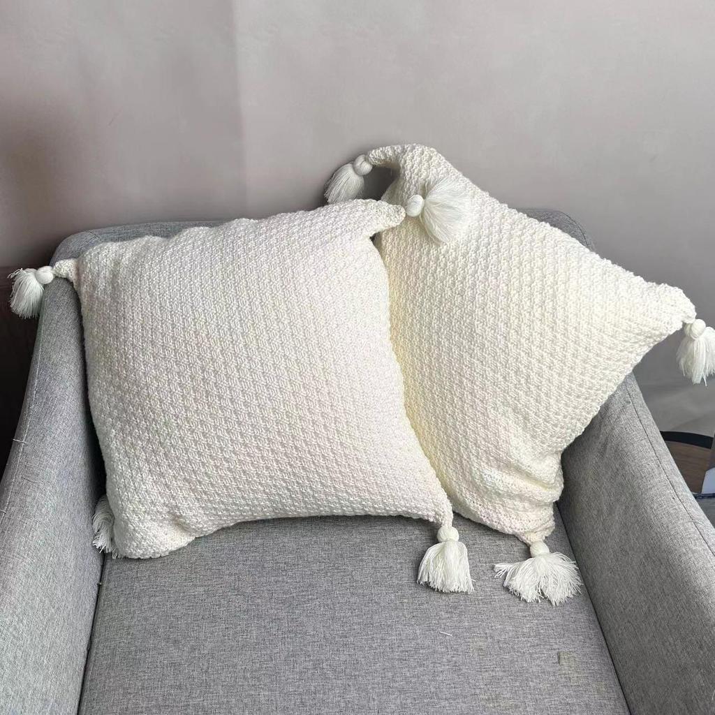 Nordic Knitted Tassel Wool Throw Blanket for Sofa or Office Naps