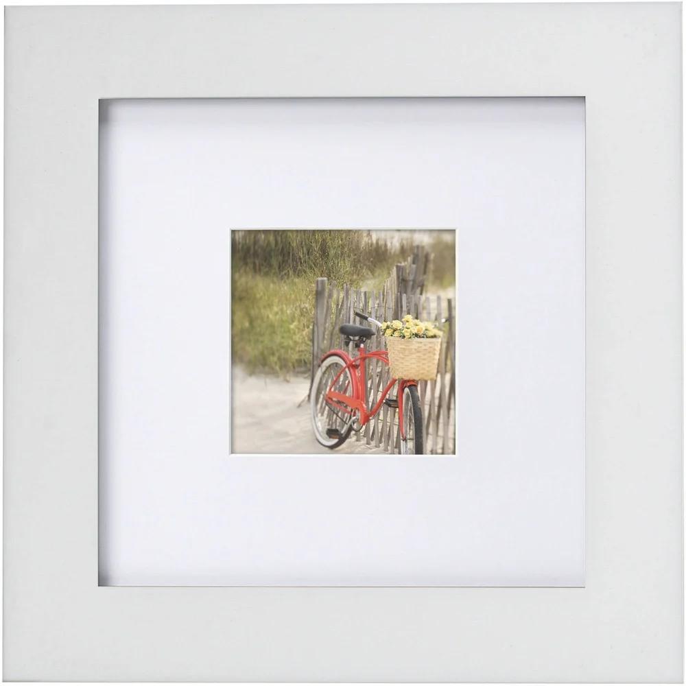 Плоская Широкая Галерея 8x8 Паспарту до 4x4 Белые Рамки для Фотографий Набор из 2 Прочный МДФ Настольный Настенный Дисплей Идеальный Подарок Домашний Декор