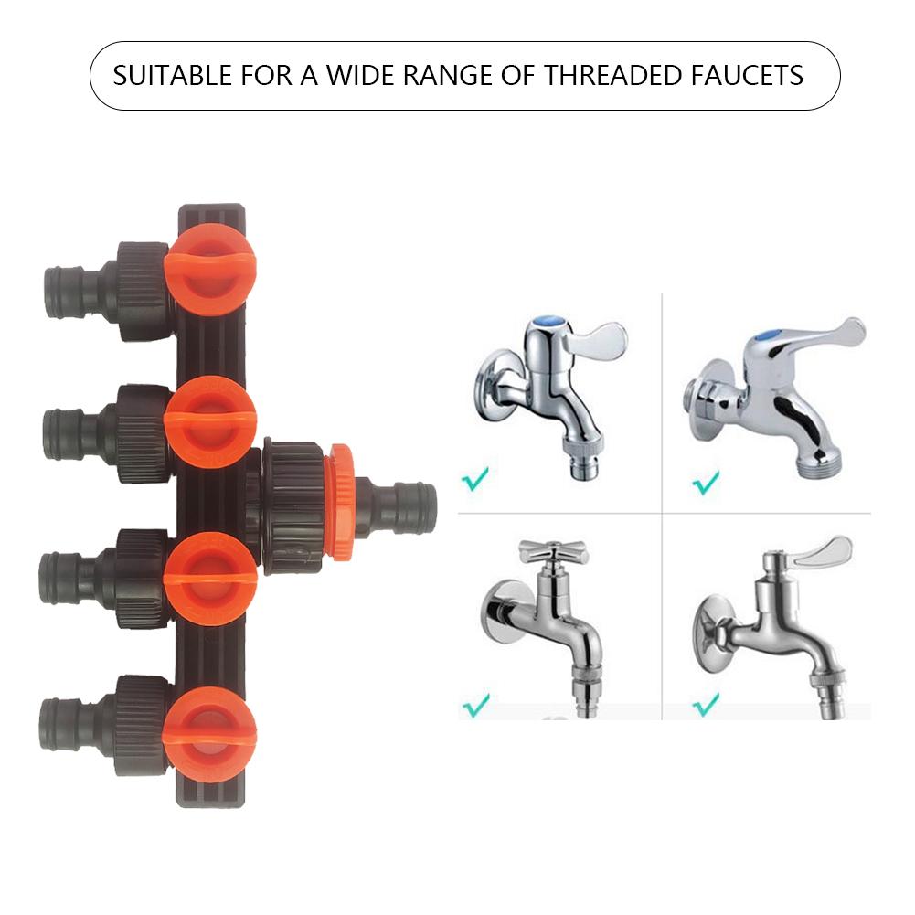 4-канальный садовый водопроводный кран, разветвитель воды, 1/2" 3/4", внутренняя резьба, соединитель для садового шланга, четыре независимых переключателя для полива газона дома