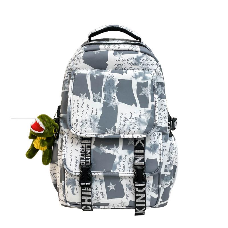 Junior high school college student schoolbag female graffiti backpack large capacity trendy cool boys fashion high value travel backpack