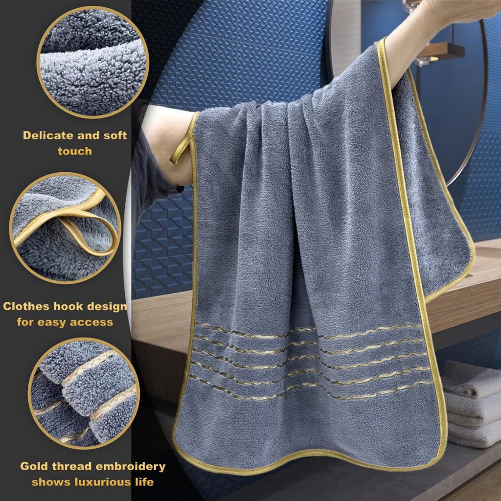 3PC,Coral Fleece Towel, Household Towel, Dry Hair Towel, Headscarf, Thick Towel, Absorbent, Soft, Bath Towel