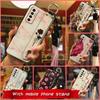 Soft Case Silicone Phone Case For Tecno Camon17P Dirt-resistant Flower Durable Wrist Strap Wristband Lanyard Ring
