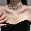 Multi-layer Layered Bending Tube Splicing Pearl Zirconia Butterfly Necklace Choker Collarbone Chain Luxury Niche Necklace