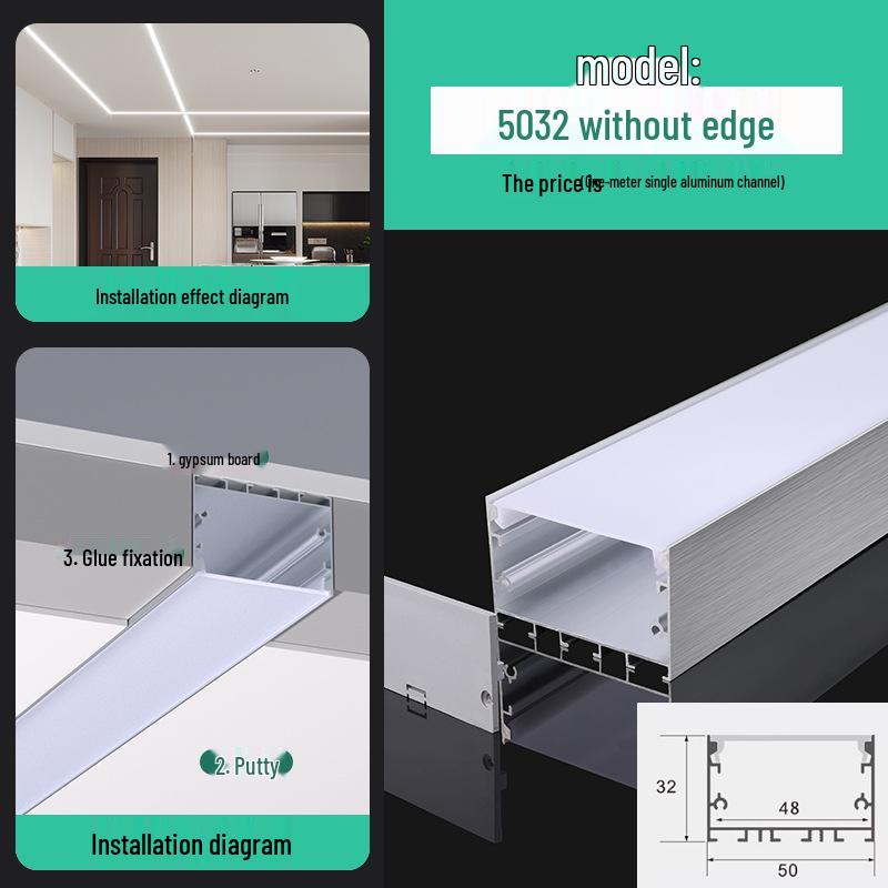 Seamless Linear Recessed LED Light Channel - Aluminum Strip Slot Design