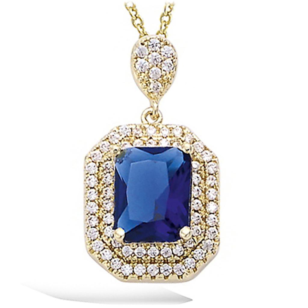 Les Trésors De Lily [P1156] - Gold Plated 'Sissi' Gold White Sapphire Pendant - 15x12 Mm