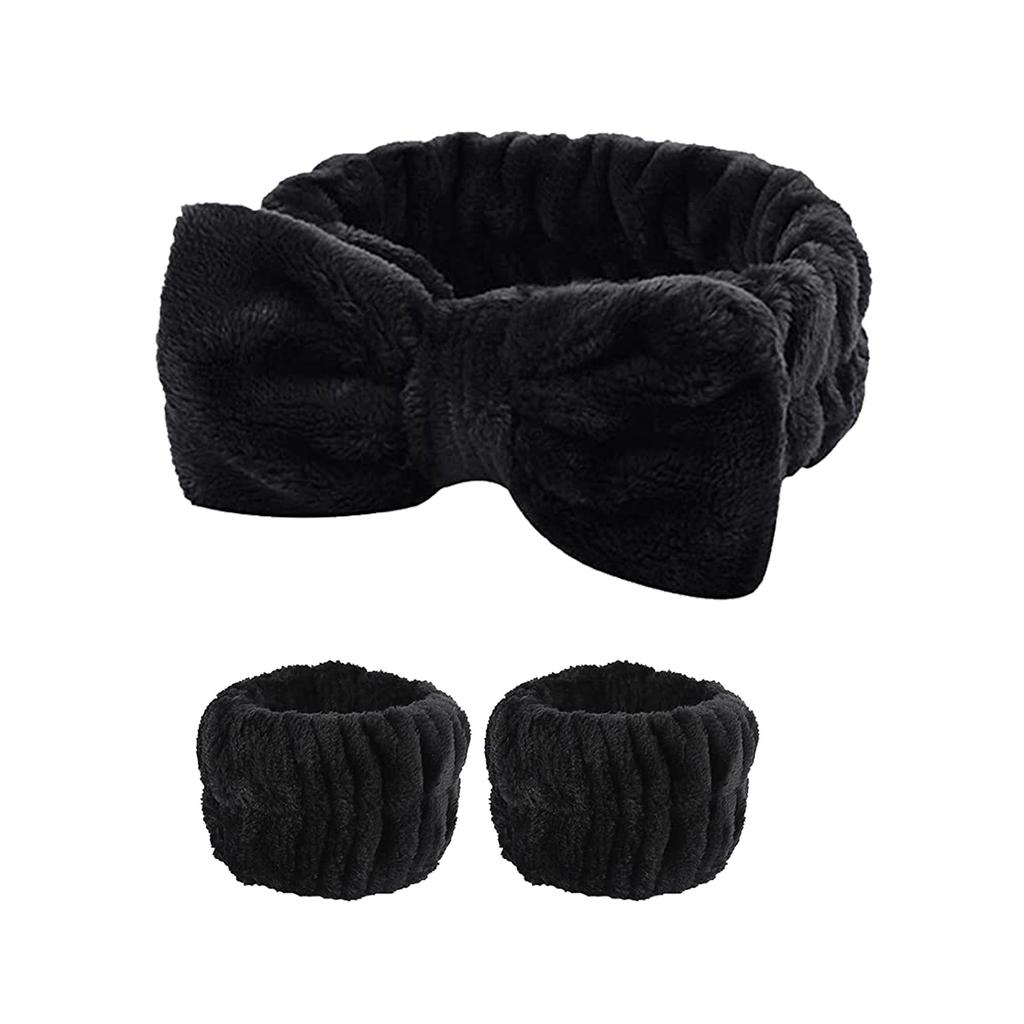 1set Wash Face Headbands For Women Coral Fleece Hair Bands Cuff Waterproof Bands Absorbent Wristbands Head Band Hair Accessories Set
