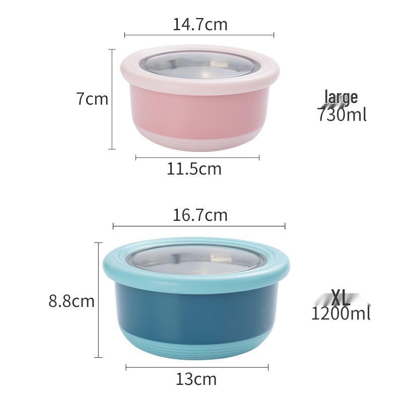 Baby Sealed Stainless Steel Bento Lunch Box - Anti-slip Round Noodle Bowl