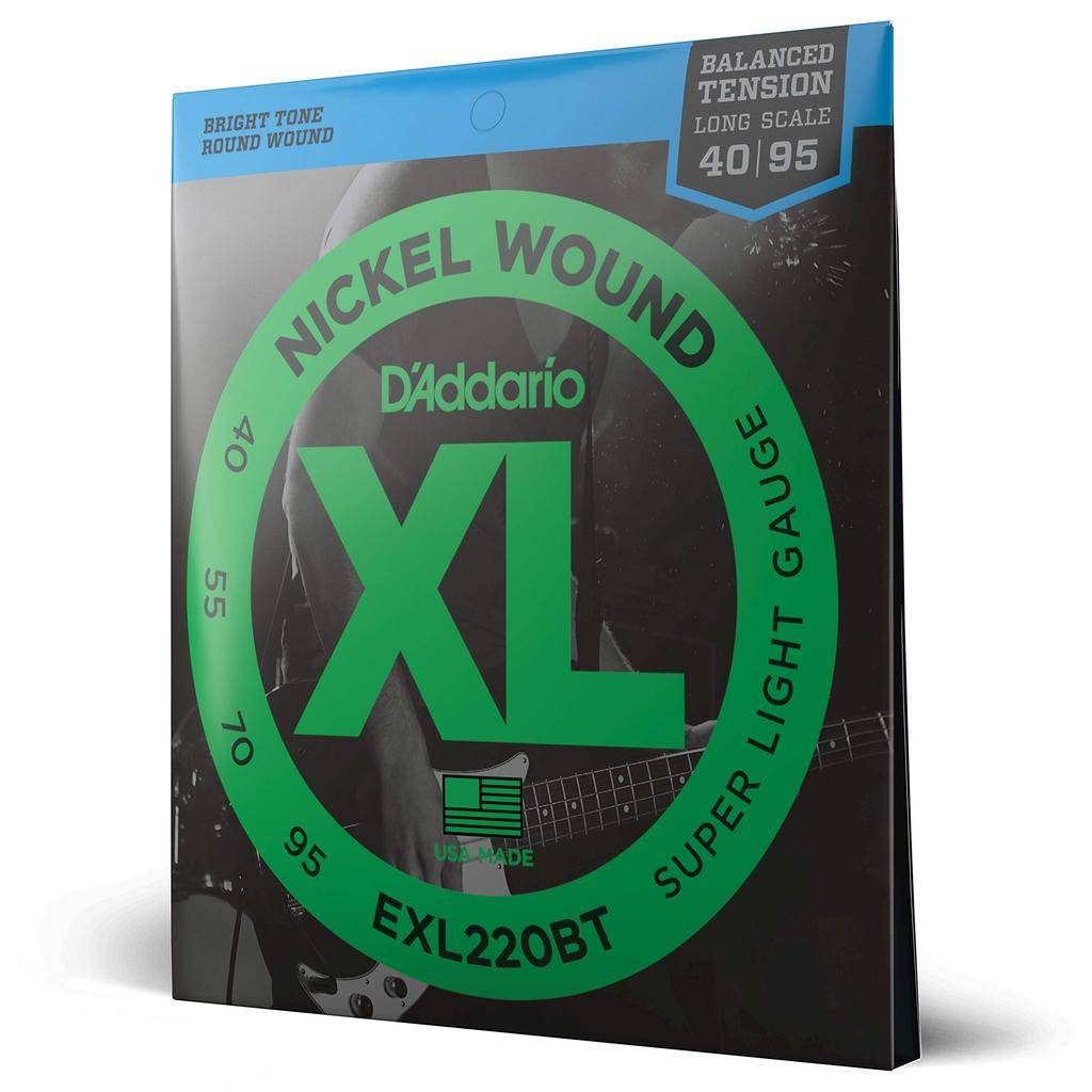 D'Addario EXL220BT Nickel Balanced Tension Bass Guitar Strings, Long Scale, .040-.095